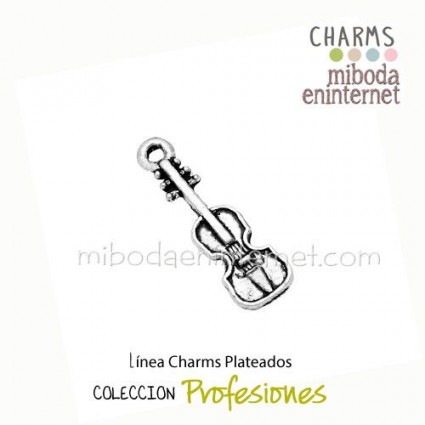 Charm Violín plateado