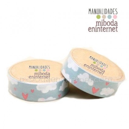 Washi tape NUBES corazones