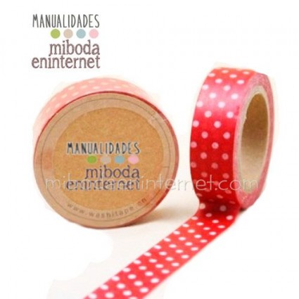 Washi tape LUNARES fondo rojo