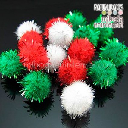 Pack 50ud Pom-pom velvet surtido Navidad 9mm