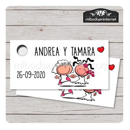 Etiqueta Detalle Boda Chicas de la mano