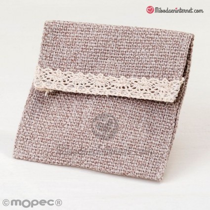 Bolsita yute / rafia con velcro marrón A823.19
