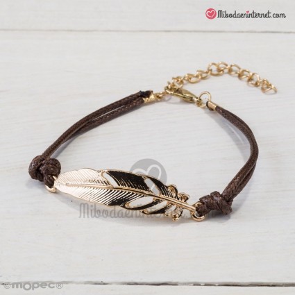 Pulsera Pluma Dorada