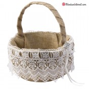 Cesta arras burlap con puntilla y detalle strass 