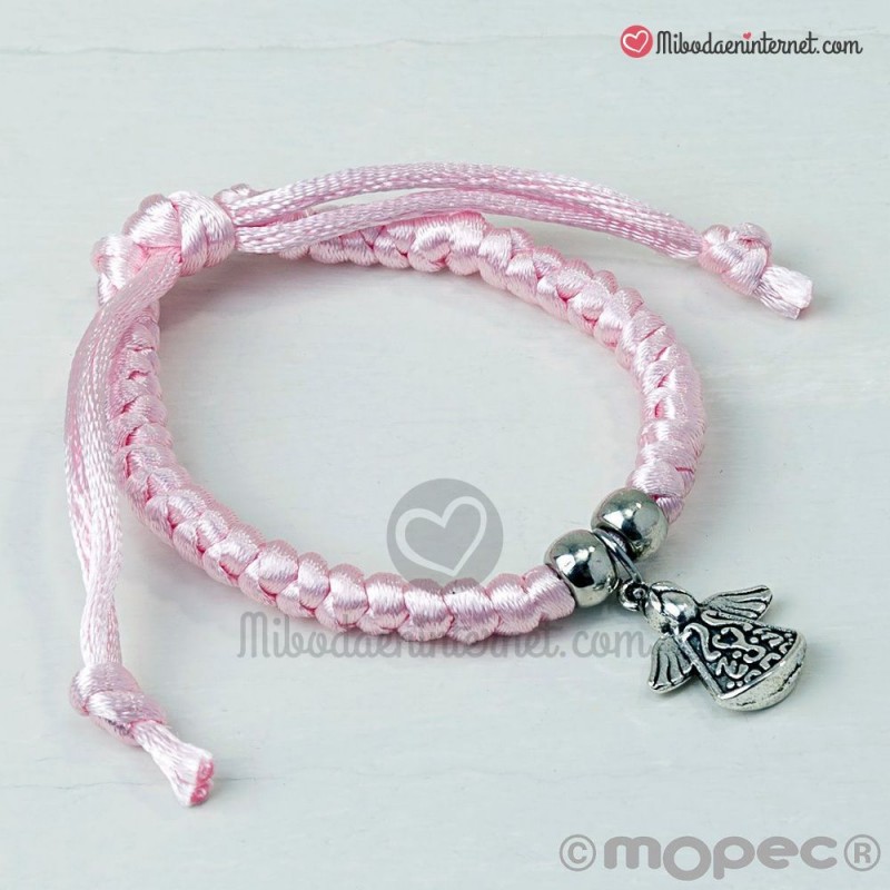 Pulsera Plata Chica Niña Comunión Nombre Cordón