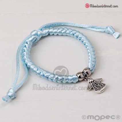 Pulsera Azul Celeste con Charm Angelito