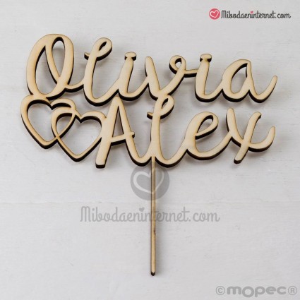 CakeTopper Madera Personalizado Corazones