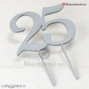 Caketopper 25 aniversario madera color plata