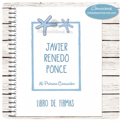Libro Firmas Primera Comunión portada estrellas de mar