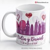 Taza de Boda personalizada con nombre de los novios y fecha de la boda