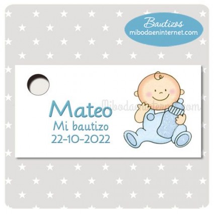 BA175T Etiqueta Detalle Bautizo Bebe biberon