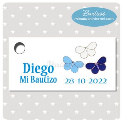 BA143T Etiqueta Detalle Bautizo Mariposas Celestes