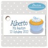 BA145T Etiqueta Detalle Bautizo Cupcake celeste