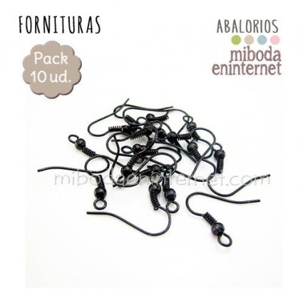 10 ud Ganchos pendientes 20mm negros