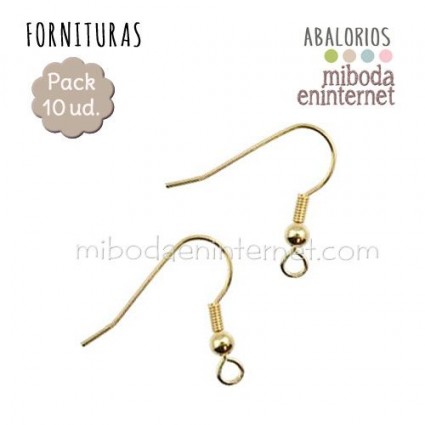 10 ud Ganchos pendientes 20mm dorado champagne