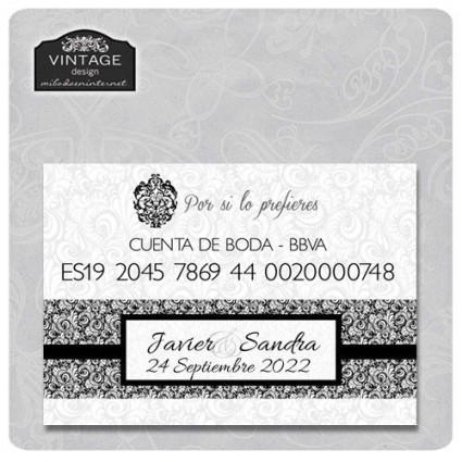 Tarjeta de Datos Boda Vanity