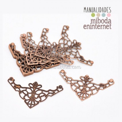 4 ud Esquinas decorativas en filigrana metal cobre