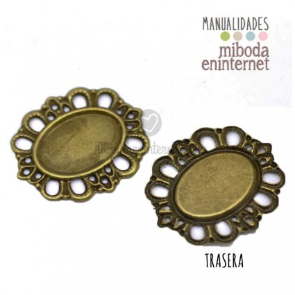 4 ud Camafeo colgante bronce ovalado 30x26mm