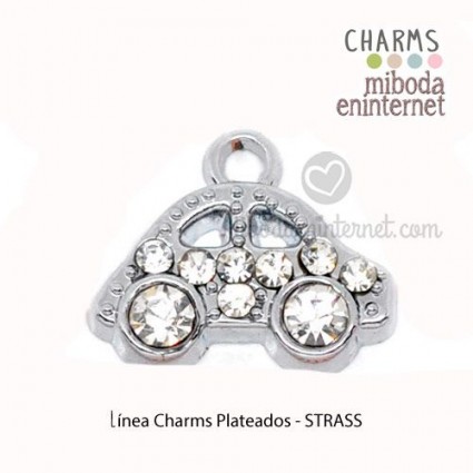 Charm Strass plateado coche 16x13mm