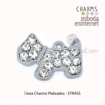 Charm Strass plateado perro 19x14mm