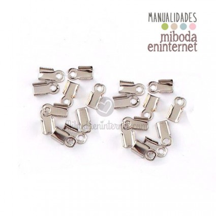 20ud Engarce cierre final liso plata brillante 3x3mm