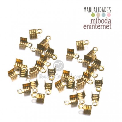 20ud Engarce cierre final rayado oro brillante 3x3mm