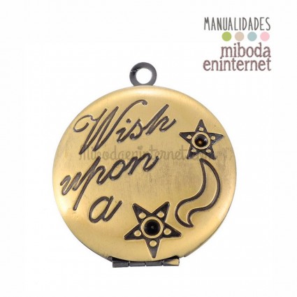 Camafeo colgante guardapelo metal dorado Wish upon a star