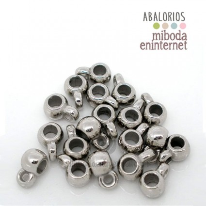 Adaptador metal a europeo acrílico plata 9x6mm 