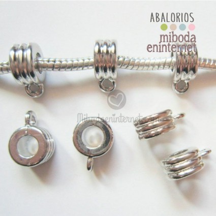 Adaptador metal a europeo plata brillo 11x9mm 