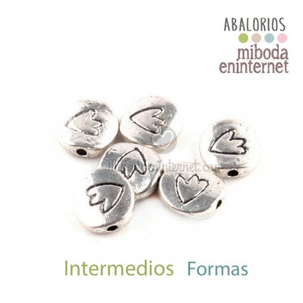 Intermedio metal redonda con grabado tulipan