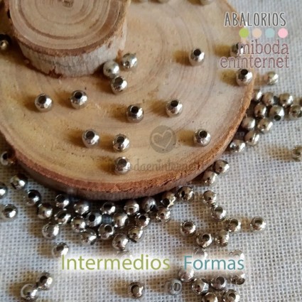 10ud Intermedio acrílico bolitas plata 4mm