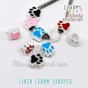 Charm Europeo metal plata brillante lacado huella perro