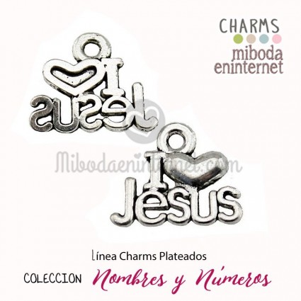 Charm I love Jesus metal plateado y corazon