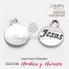 Charm medalla redonda con nombre Jesús plateada