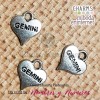 Charm metal corazon GEMINI plateado