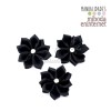 3 ud Flor raso negro con strass 3 cms