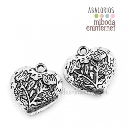 Colgante Acrílico corazon plata vieja