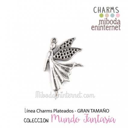 Charm Colgante Hada metal plateado grande