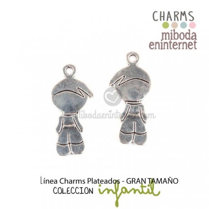 Charm Colgante Niño metal plateado