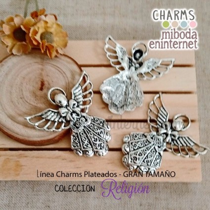 Charm Colgante Ángel plateado grande