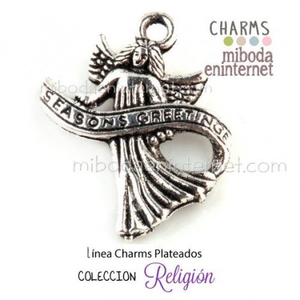 Charm metal plateado Angel Anunciador 