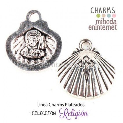 Charm metal plateado Concha Compostelana con Santiago