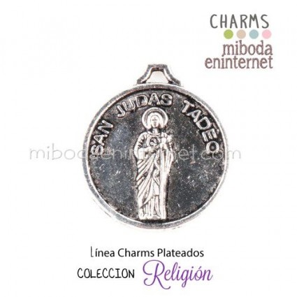 Charm metal plateado medalla San Judas Tadeo