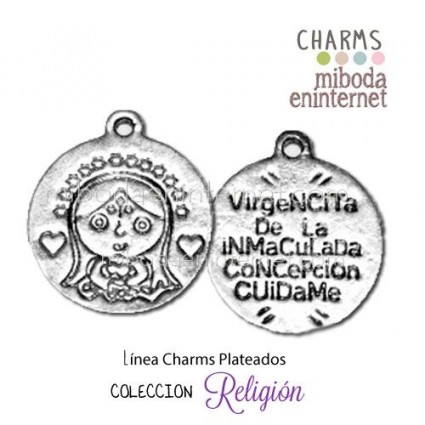 Charm metal plateado medalla Virgen Inmaculada