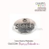 Charm metal plateado ovalo Sister 