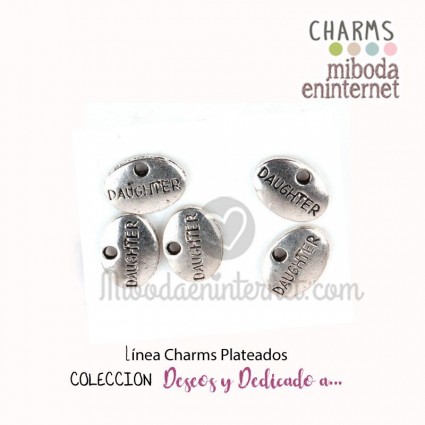 Charm metal plateado ovalo Daughter 