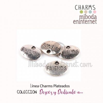 Charm metal plateado ovalo Friends