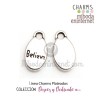 Charm metal plateado ovalo BELIEVE