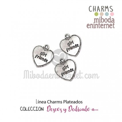 Charm metal plateado corazón GIRL FRIENDS