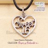 Charm metal plateado corazón labrado Sweet 16